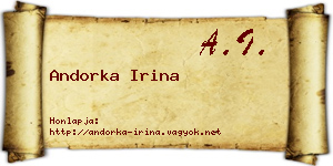 Andorka Irina névjegykártya